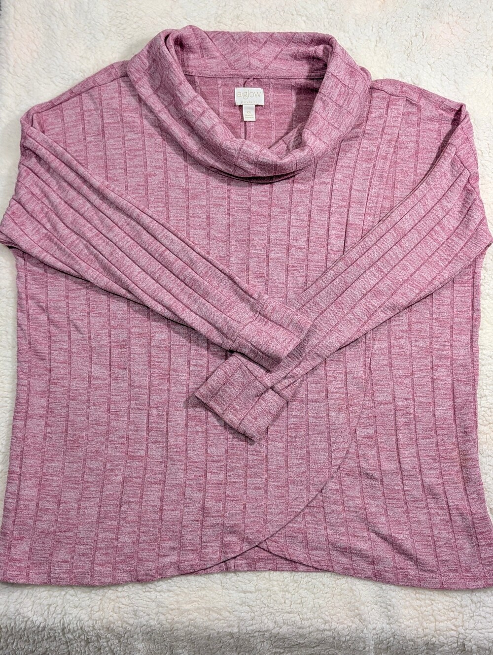 Q ~Maternity~ Pink Ribbed Cowl Neck Crossover Top XXL